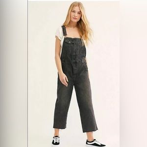 Free People Baggy Boyfriend Overalls by We The Free. Size 24, Washed Black.